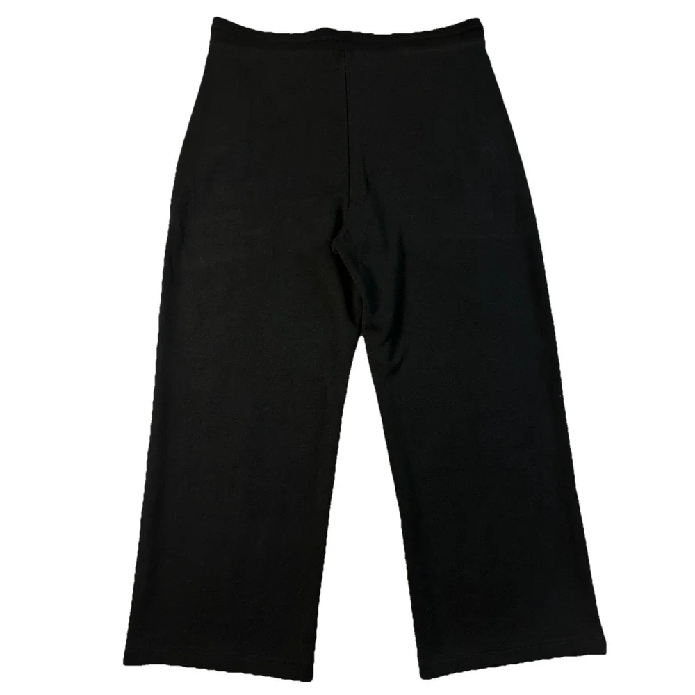 Theory Track Pant Double-Knit Jersey Wide Leg Crop Women Sz XL Soft Travel Black
